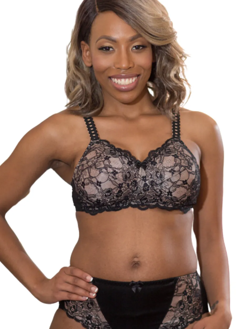 American Breast Care Princess Mastectomy Bra, Black | Black Mastectomy Bra | Lace Mastectomy Bra