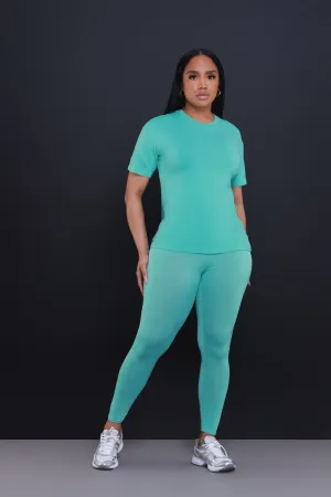 Be Great Short Sleeve Legging Set - Jade