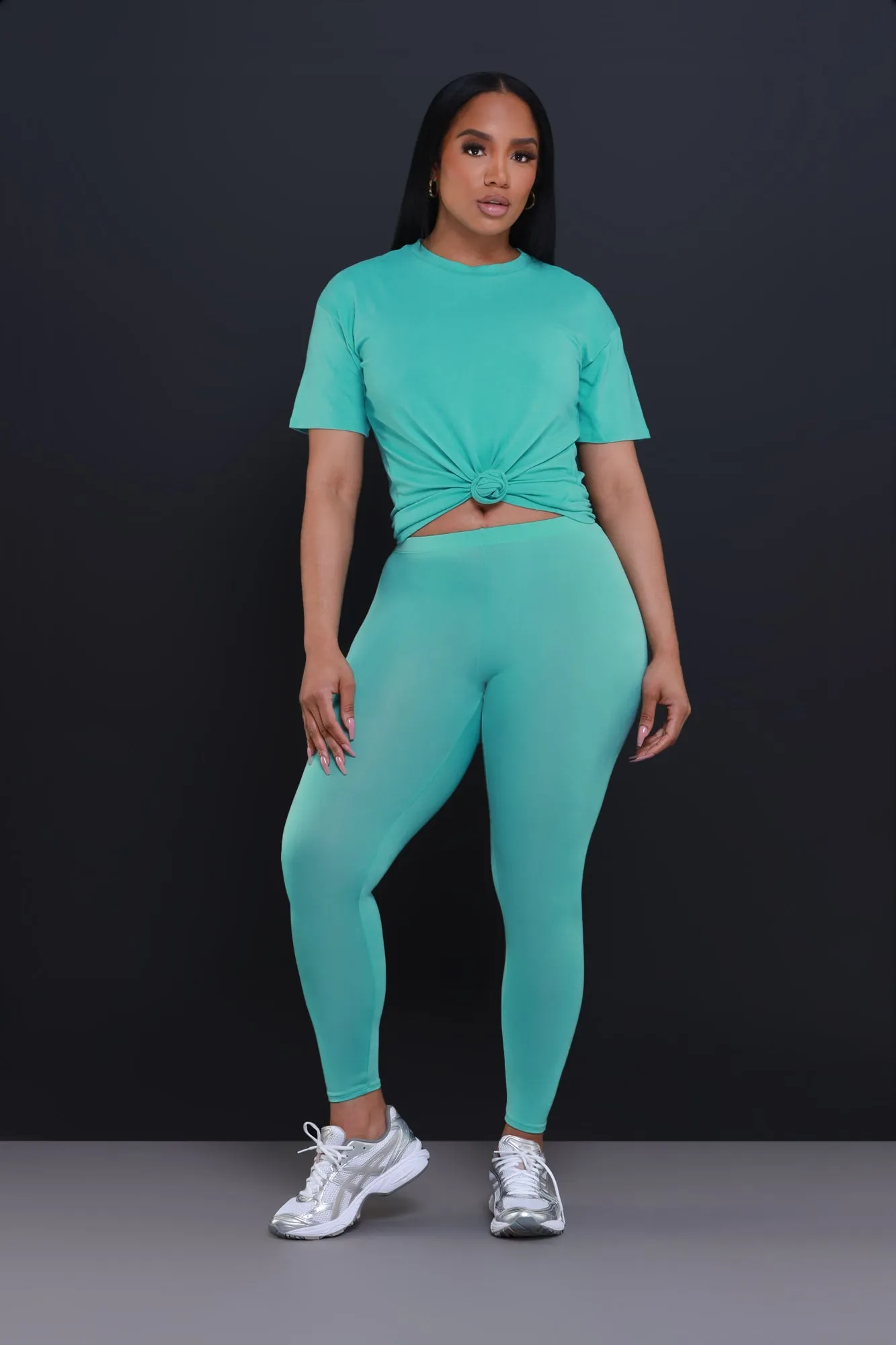 Be Great Short Sleeve Legging Set - Jade