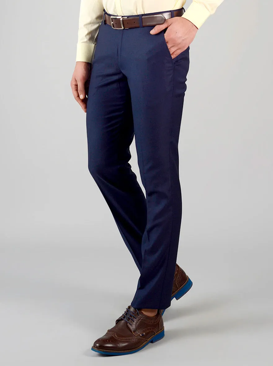 Blue Checked Slim Fit Formal Trouser | JB Studio