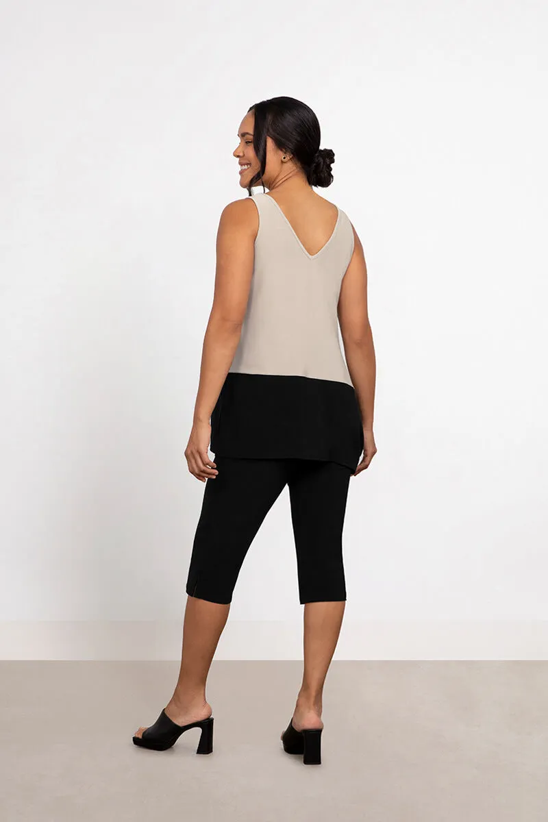 Colour Block Reversible Angle Tank | Sand/Blk