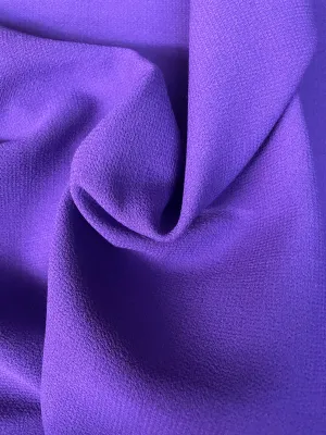 Italian Designer Textured Fused Virgin Wool Crepe - Royal Purple