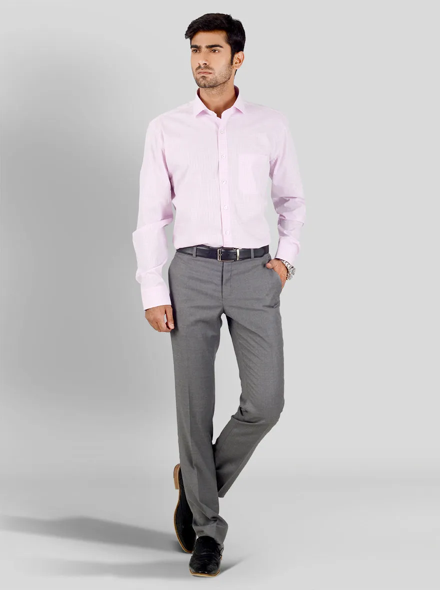 Light Pink Checked Regular Fit Formal Shirt | JadeBlue