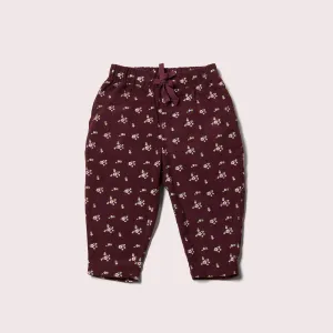 Little Green Radicals Plum Flowers Cord Comfy Trousers (3mths-2yrs)