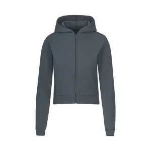 LOGO POINTELLE ZIP HOODIE | SLATE