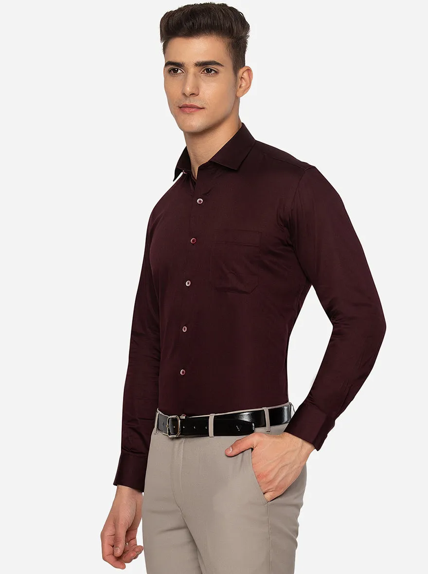 Maroon Solid Slim Fit Formal Shirt | Greenfibre