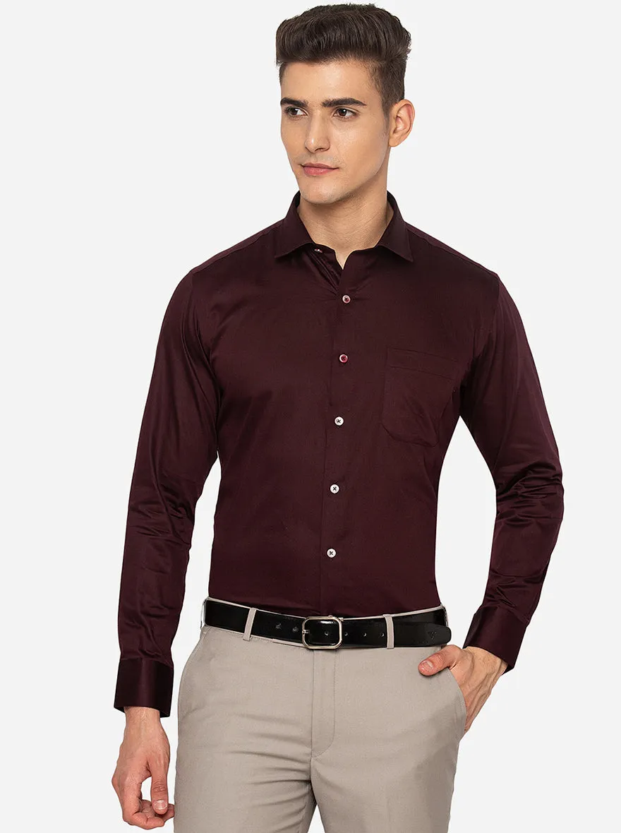 Maroon Solid Slim Fit Formal Shirt | Greenfibre