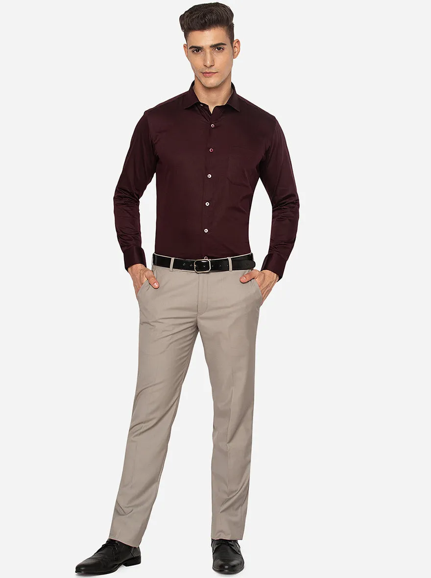 Maroon Solid Slim Fit Formal Shirt | Greenfibre