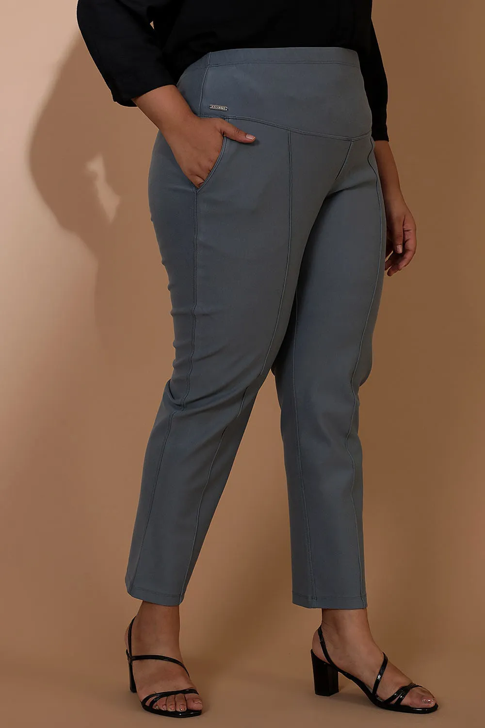 Mist Blue Crease Seam Tummy Tucker Pants