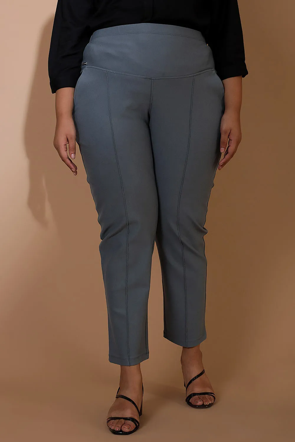 Mist Blue Crease Seam Tummy Tucker Pants