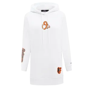 MLB BALTIMORE ORIOLES CLASSIC WOMEN'S FLC HOODIE DRESS (WHITE)