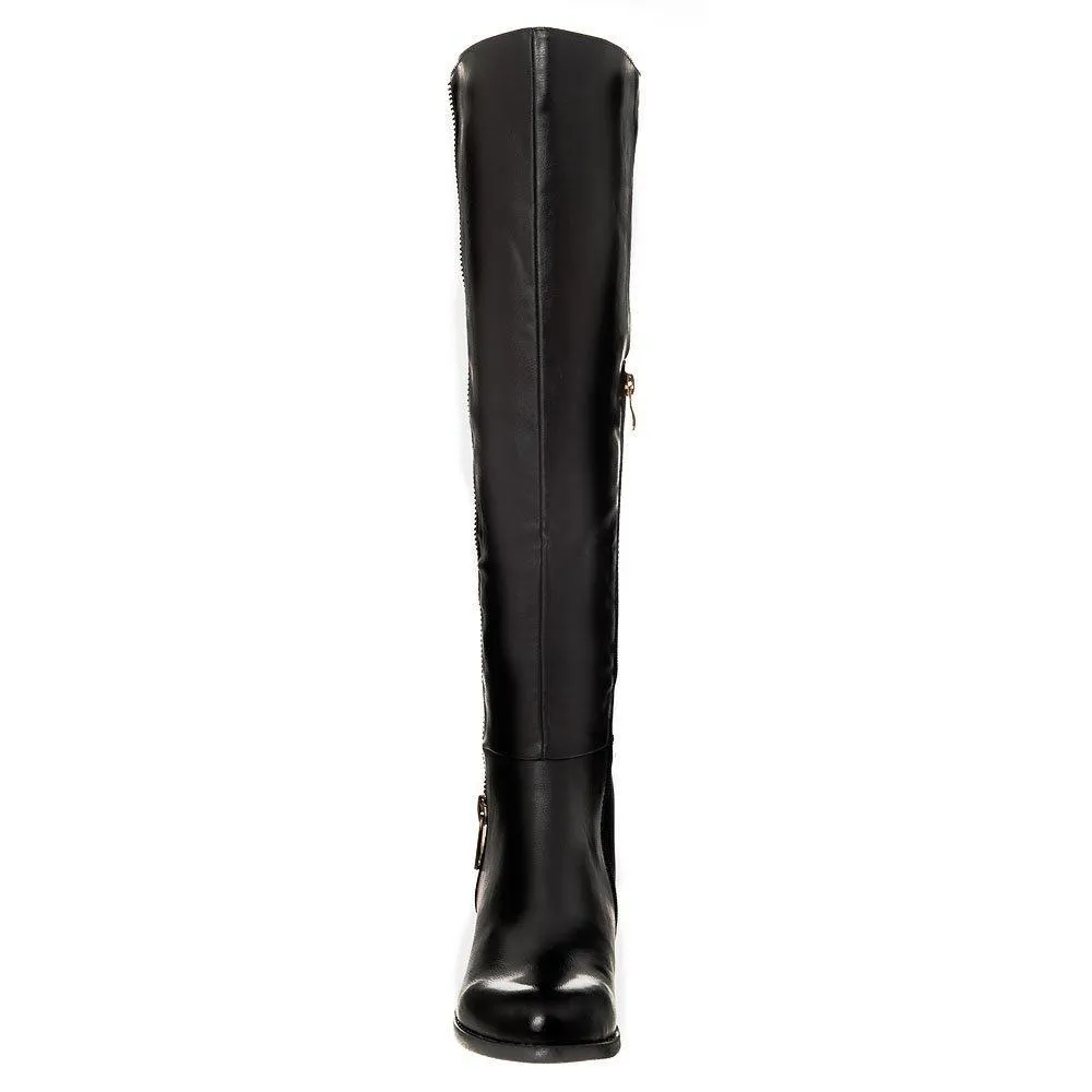 Montgomery Low Block Heel Knee High Half Zip Boot