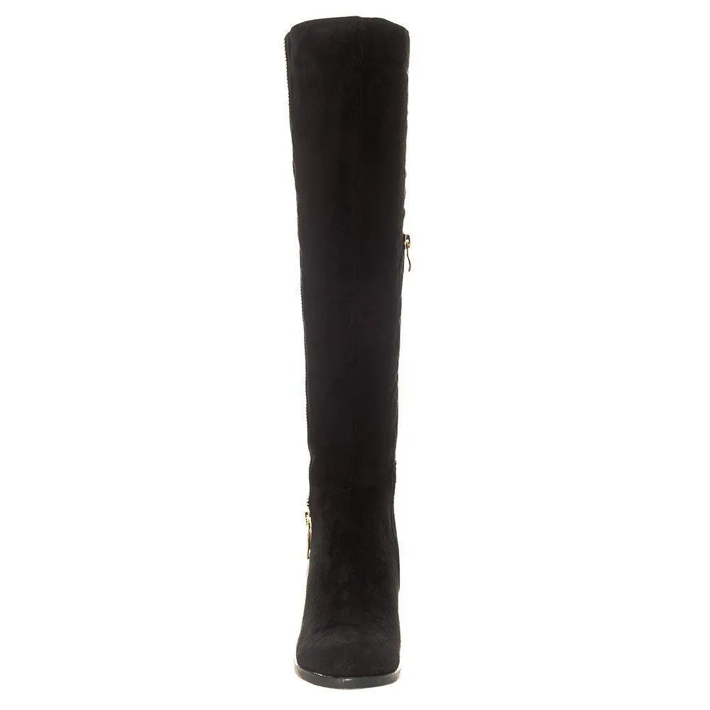 Montgomery Low Block Heel Knee High Half Zip Boot