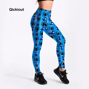 Qickitout 2018 New Women Leggings Black Sprider Man Printed Casual Long Blue Pants High Waist Plus Size For Drop Shipping