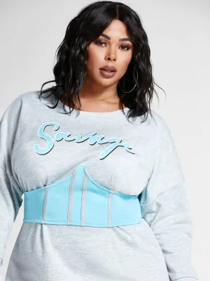 'Savage' Corset Sweatshirt Dress