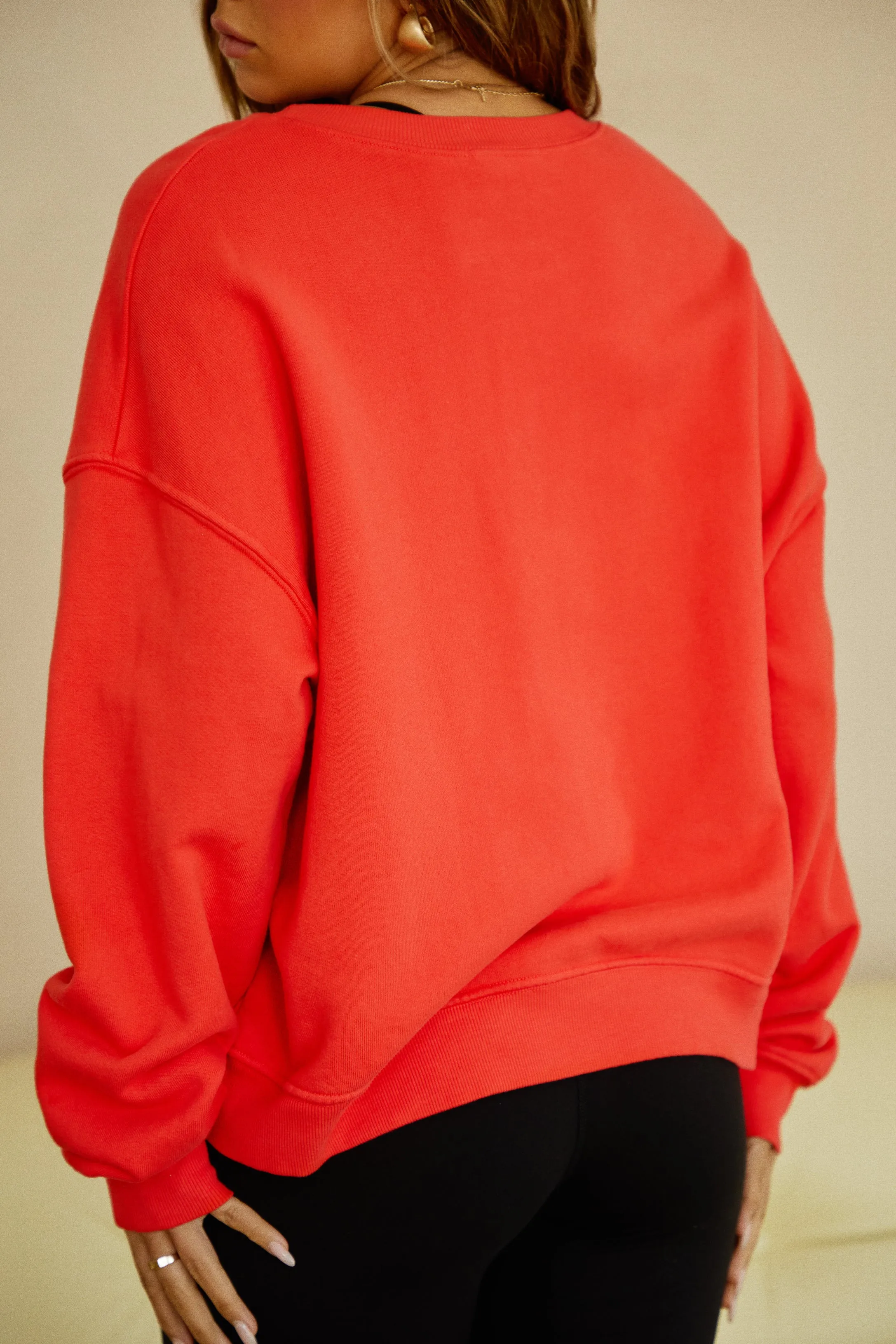 Sunday Energy Long Sleeve Crewneck Sweater - Red