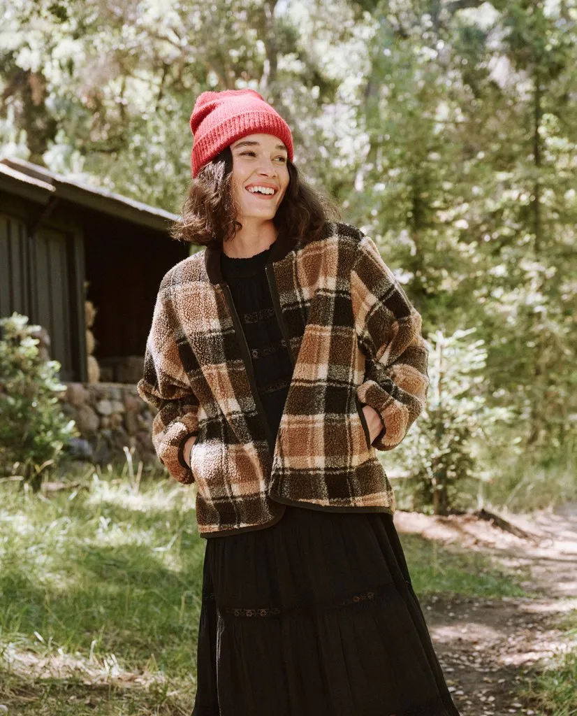 Premium Woodsmoke Plaid Sherpa Bomber Jacket by The Great