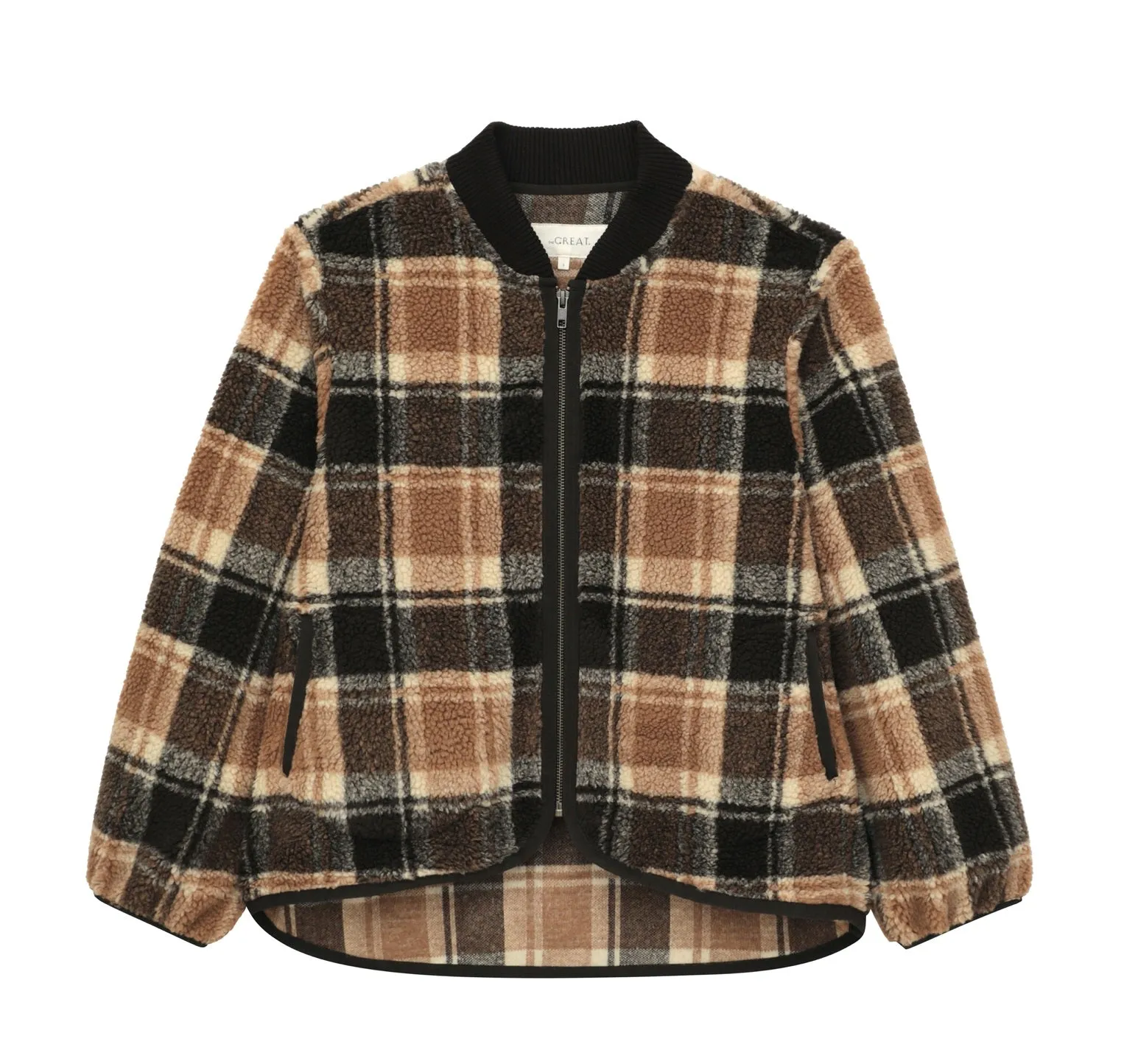 Premium Woodsmoke Plaid Sherpa Bomber Jacket by The Great