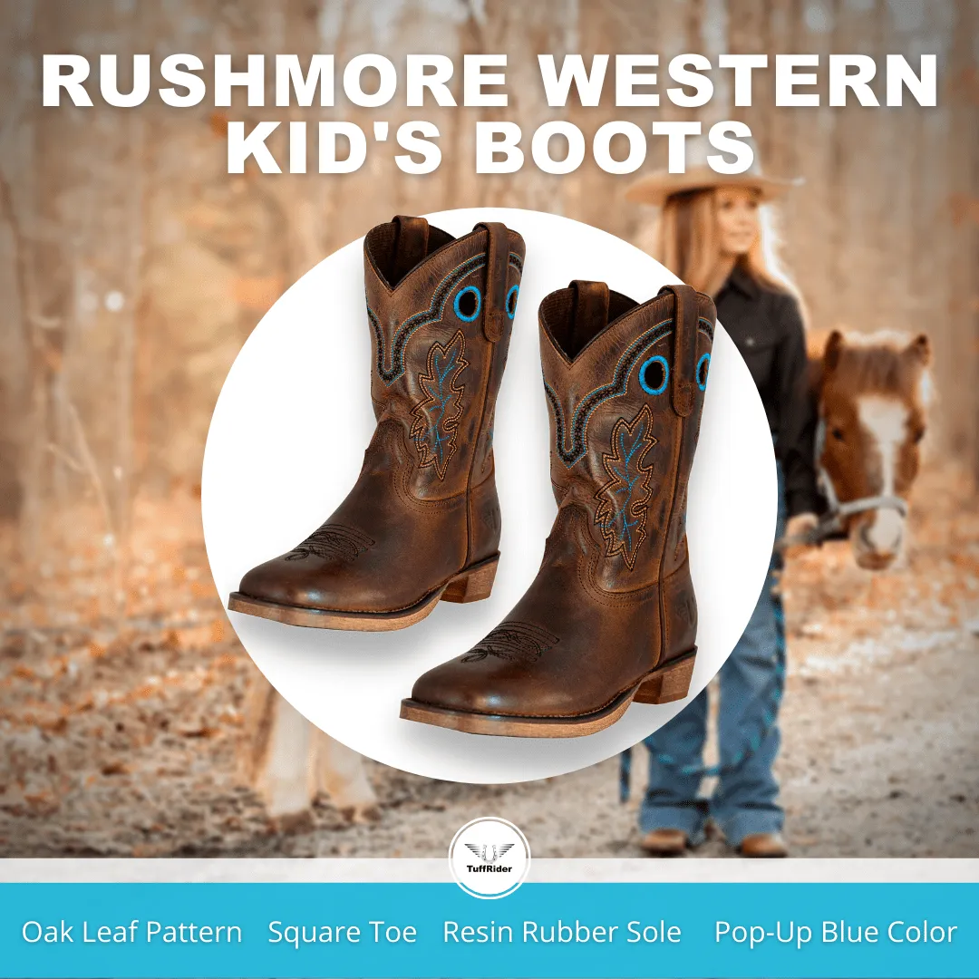 TuffRider Children Rushmore Oak Leaf Embroidered Square Toe Western Boots